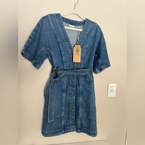 Faherty Blue Denim Camille Mini Dress New With Tags Size 6